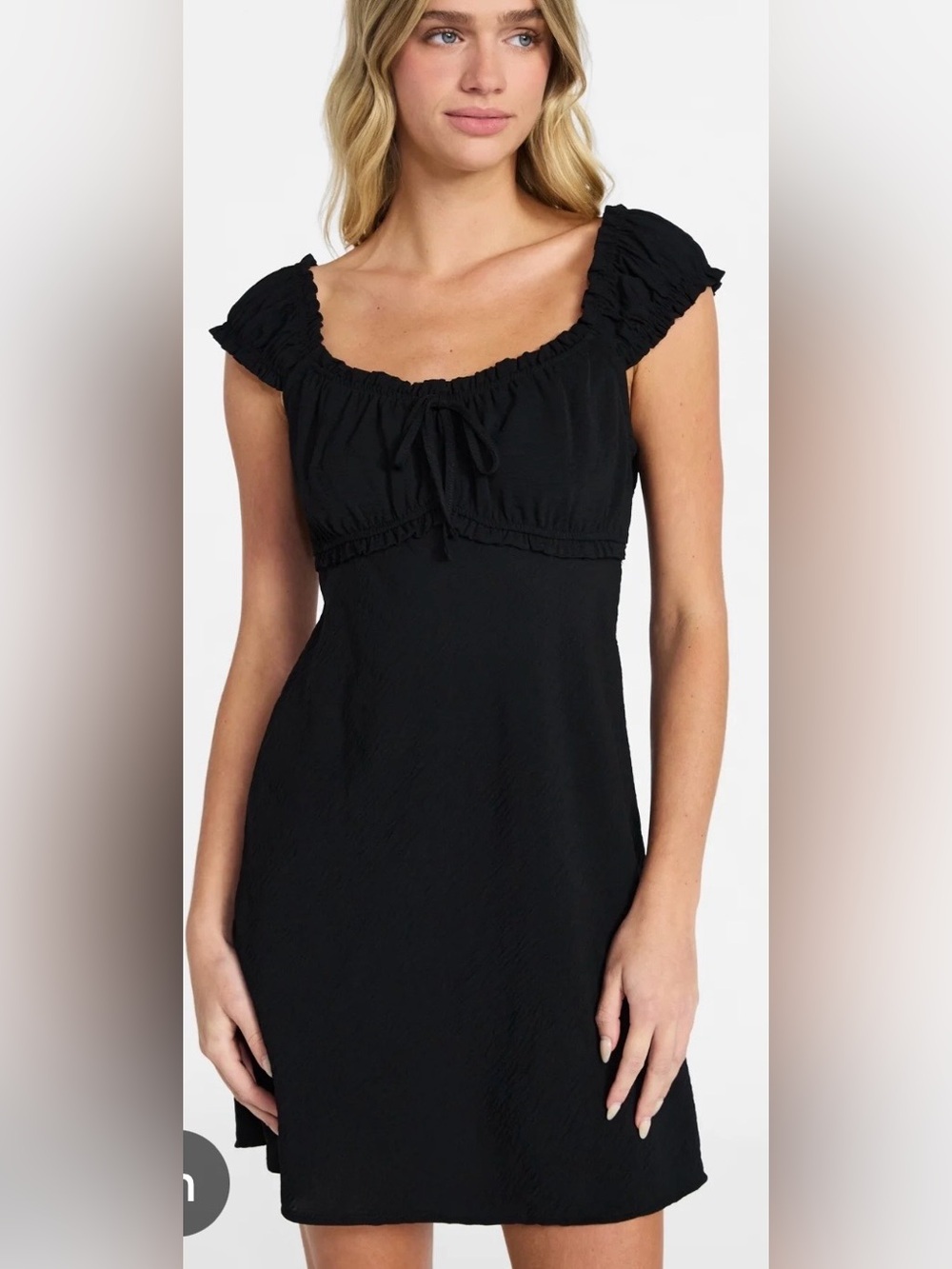 No Boundaries Black Square-Neck Cap Sleeve Mini Dress